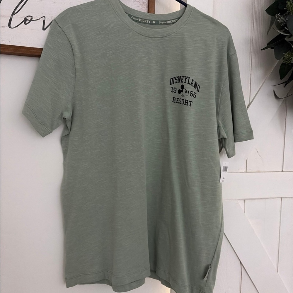 Men’s Disneyland Mickey Mouse Olive Crew Neck Tee